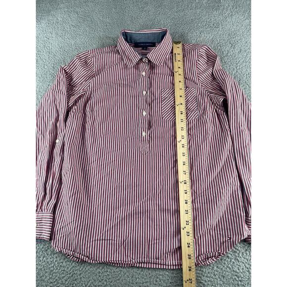 Tommy Hilfiger Shirt Womens Medium Red Button Up Striped Long Sleeve Business - Picture 6 of 10